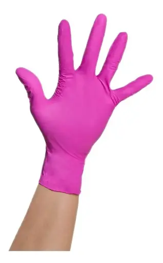 Guantes nitrilo rosa y negro